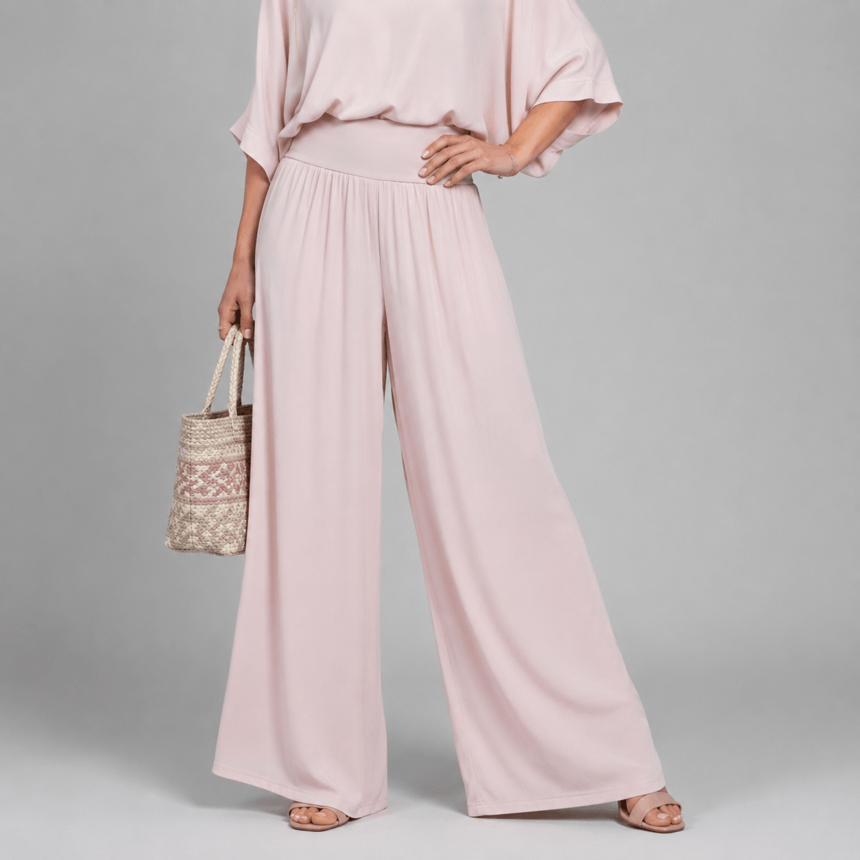 Women’s V-Neck Two Piece Co-Ord Set with Wide Leg Trousers