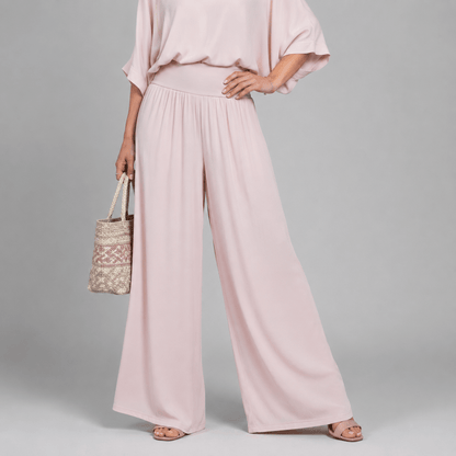 Women’s V-Neck Two Piece Co-Ord Set with Wide Leg Trousers