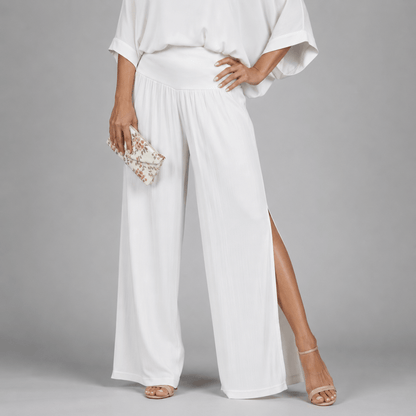 Women’s V-Neck Two Piece Co-Ord Set with Wide Leg Trousers