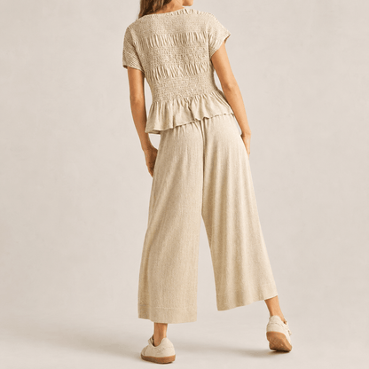 Women’s Peplum Top & Wide Leg Trousers Co-Ord Set