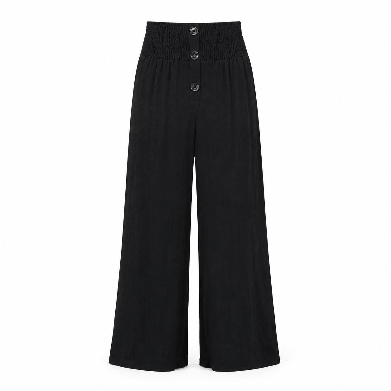 Women’s High Waist Button Detail Wide Leg Trousers