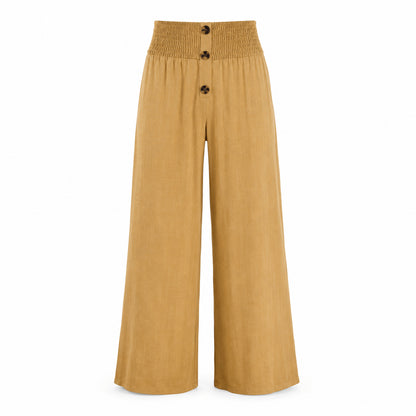 Women’s High Waist Button Detail Wide Leg Trousers
