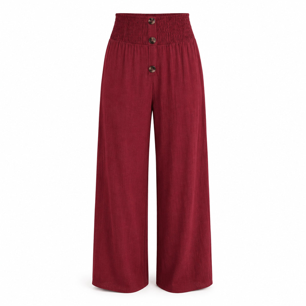Women’s High Waist Button Detail Wide Leg Trousers