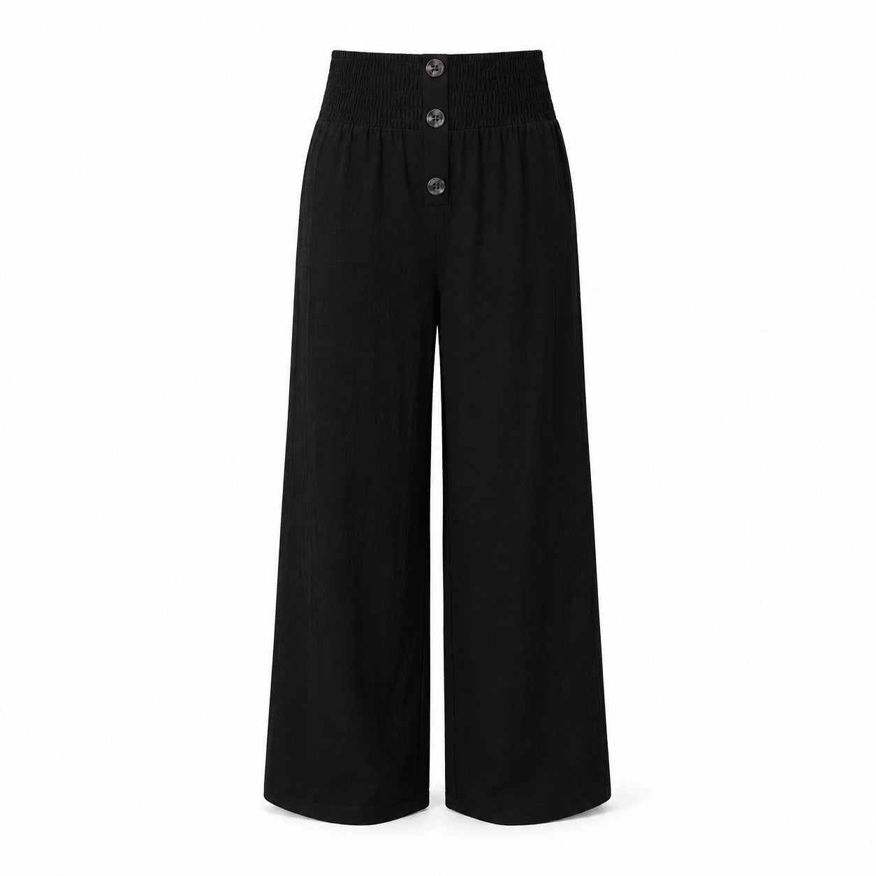 Women’s High Waist Button Detail Wide Leg Trousers
