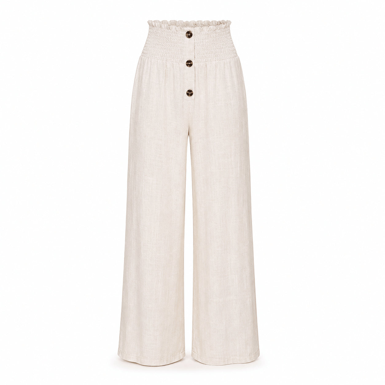 Women’s High Waist Button Detail Wide Leg Trousers