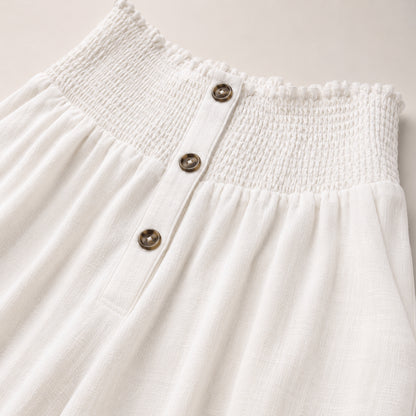 Women’s High Waist Button Detail Wide Leg Trousers