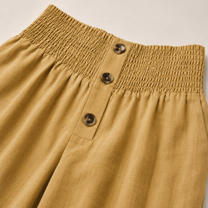 Women’s High Waist Button Detail Wide Leg Trousers
