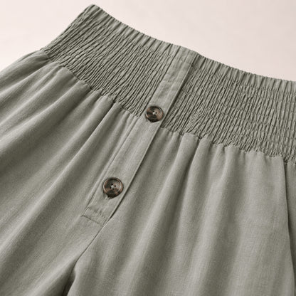 Women’s High Waist Button Detail Wide Leg Trousers