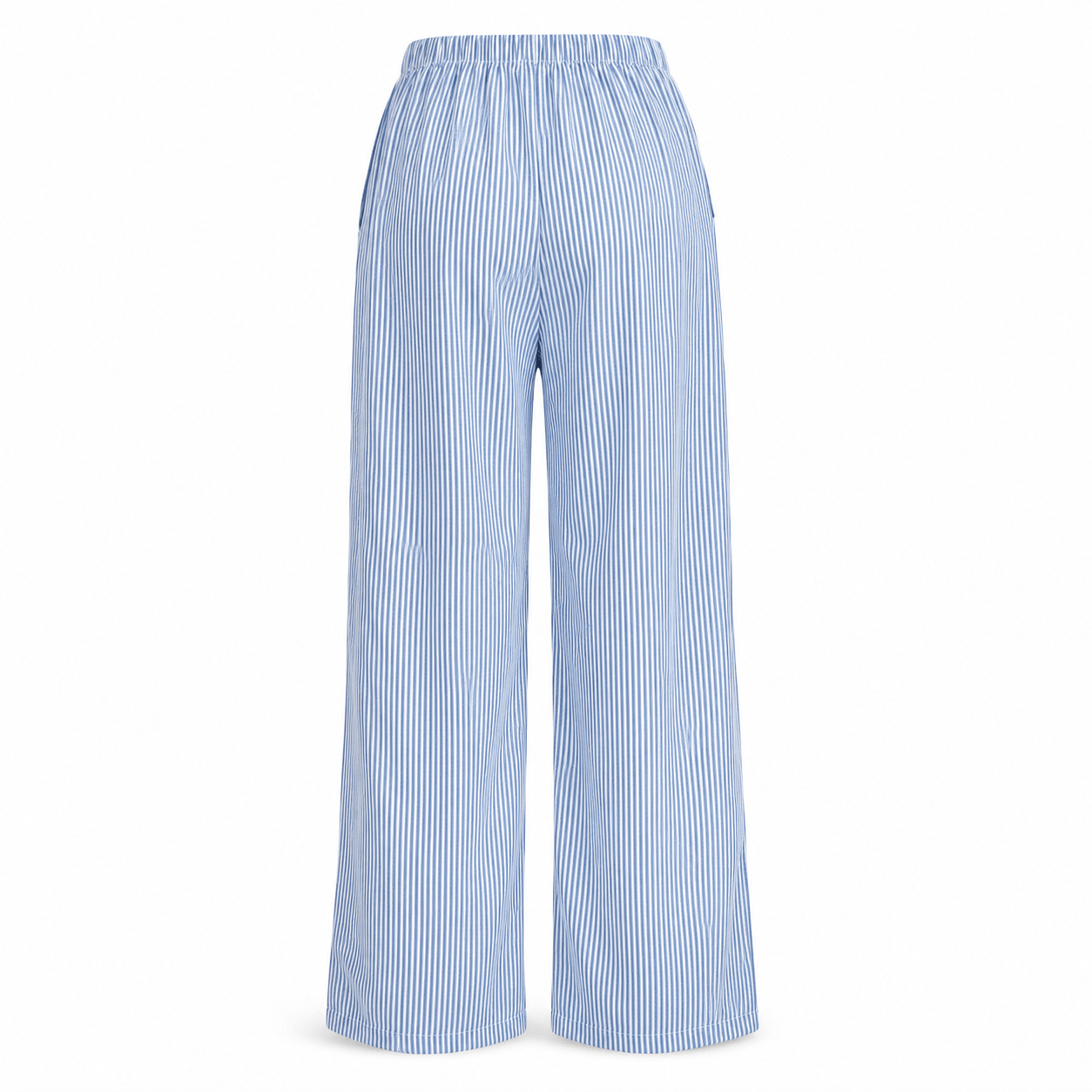 Women’s Striped Drawstring Wide Leg Trousers with Pockets
