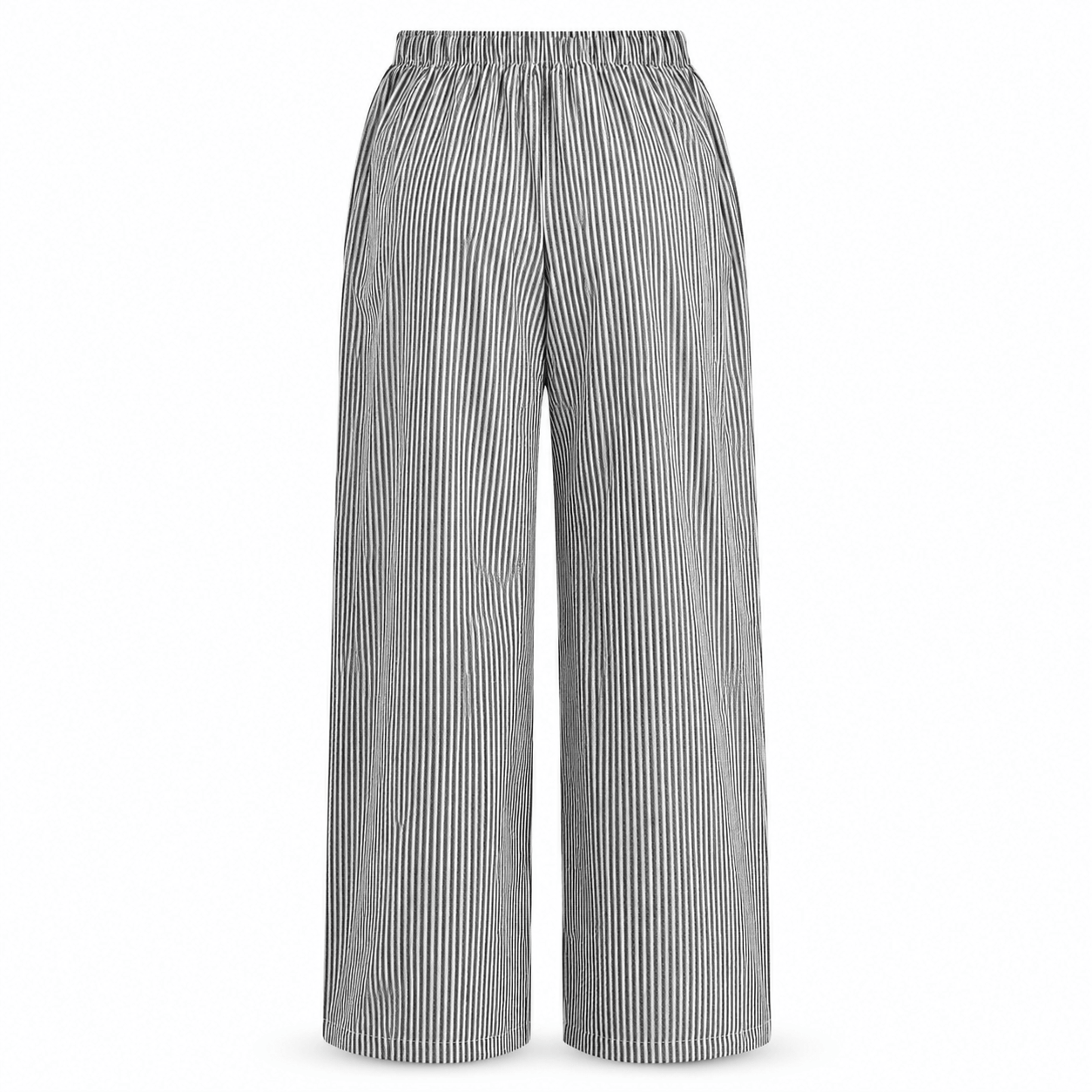 Women’s Striped Drawstring Wide Leg Trousers with Pockets