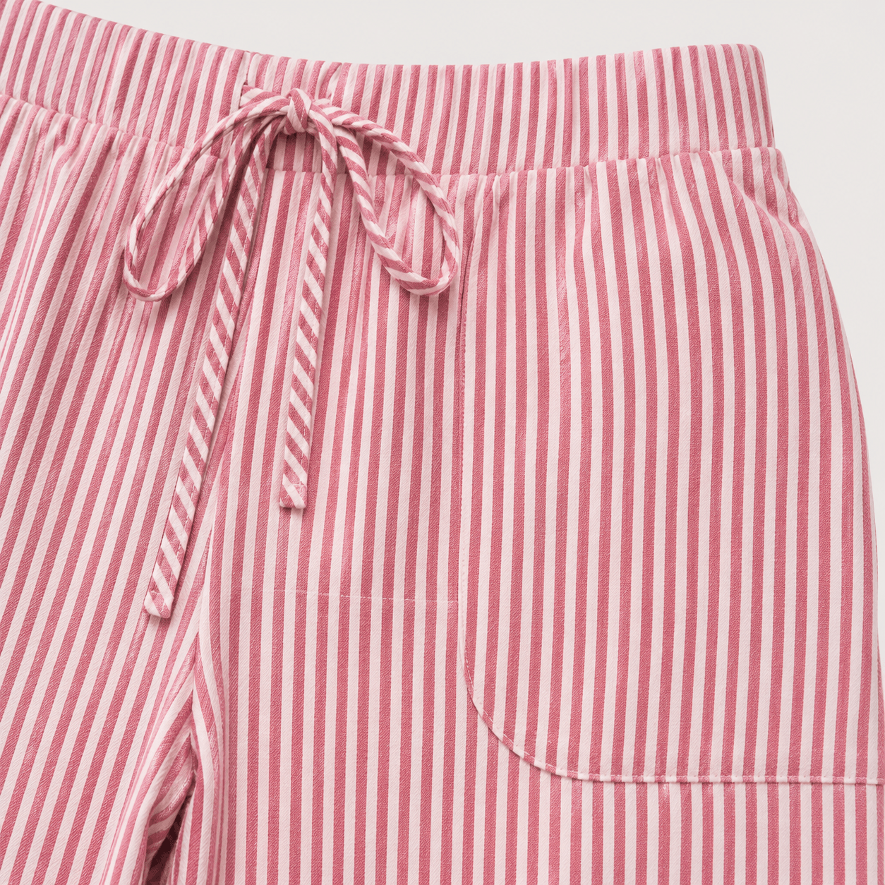 Women’s Striped Drawstring Wide Leg Trousers with Pockets