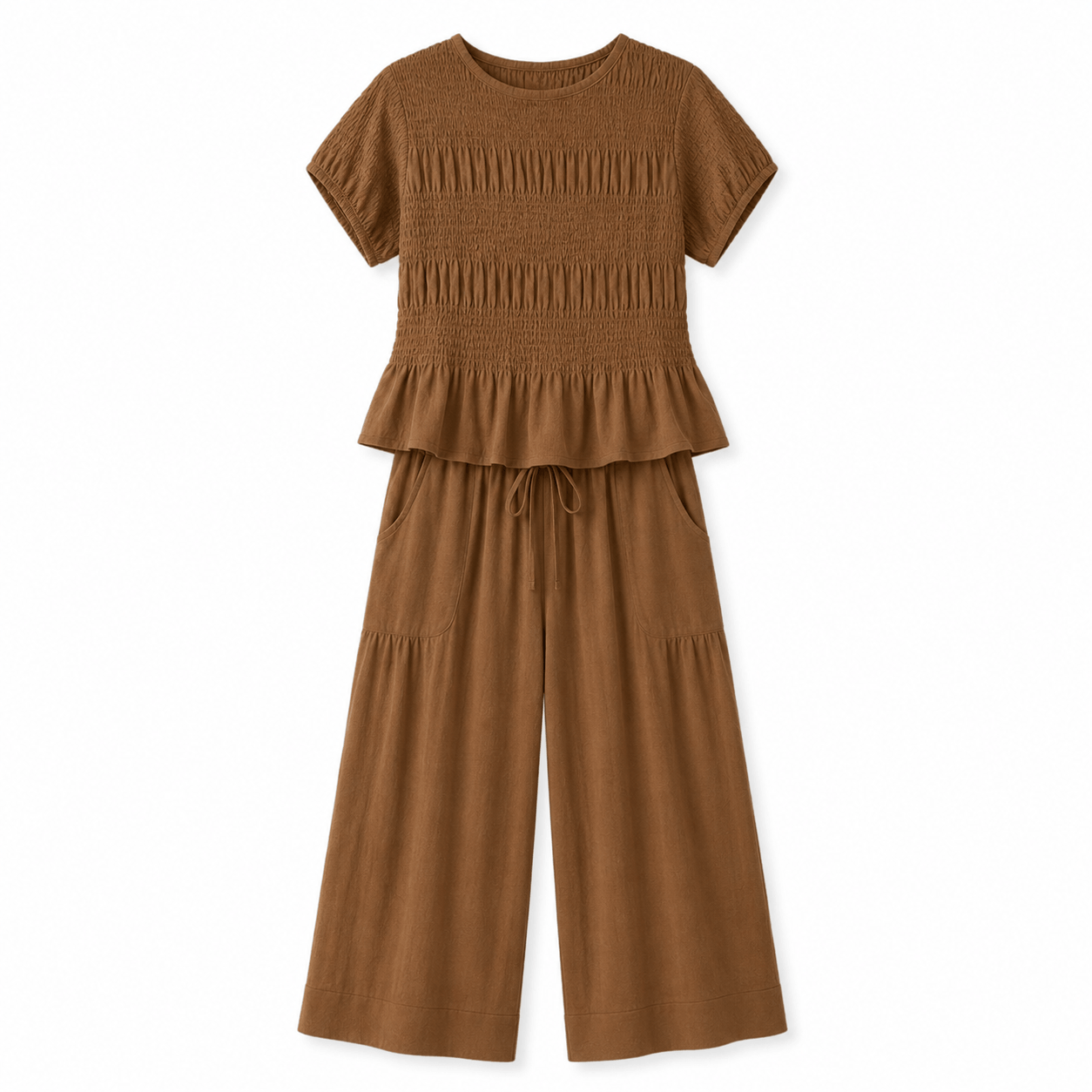 Women’s Peplum Top & Wide Leg Trousers Co-Ord Set