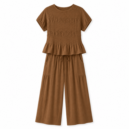 Women’s Peplum Top & Wide Leg Trousers Co-Ord Set