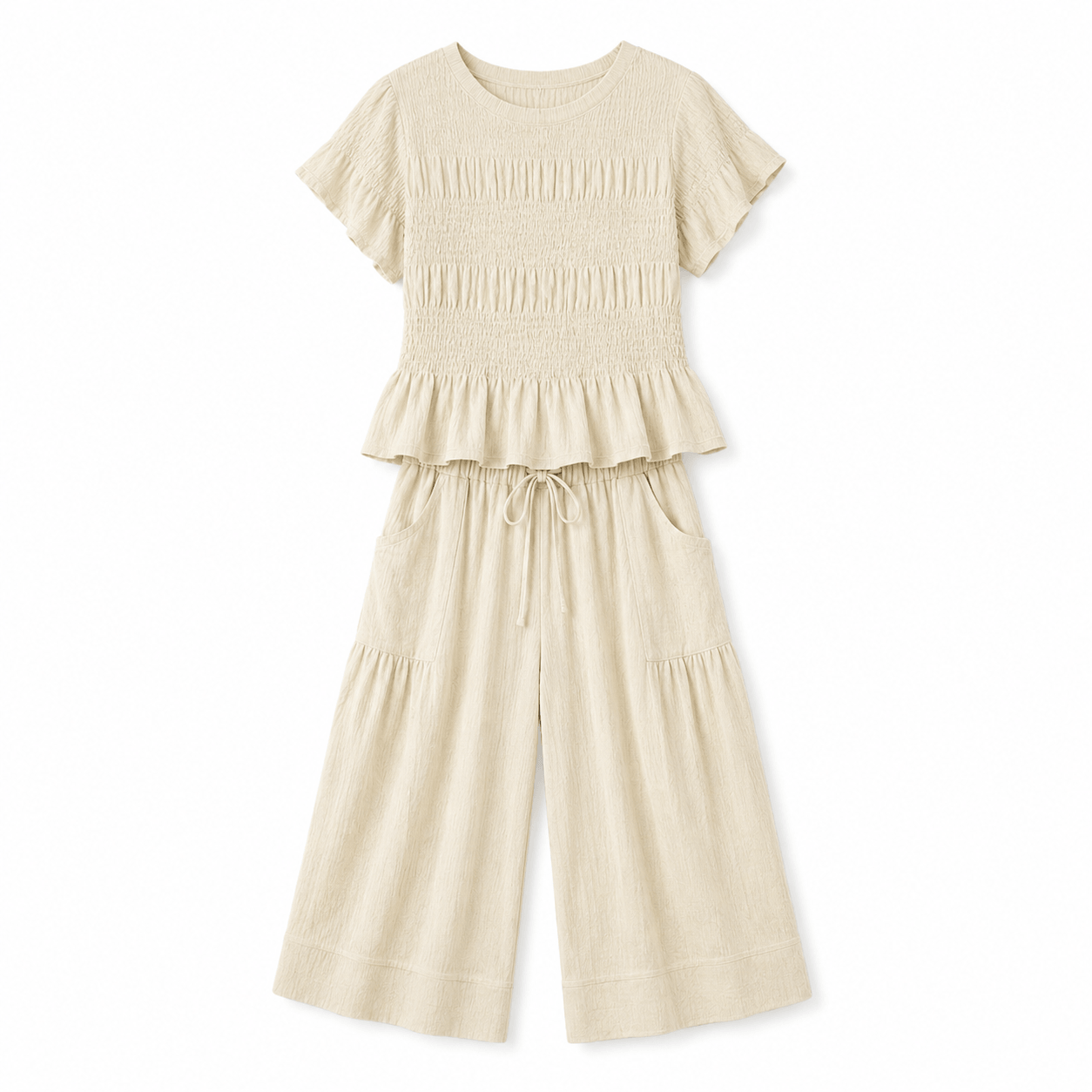 Women’s Peplum Top & Wide Leg Trousers Co-Ord Set