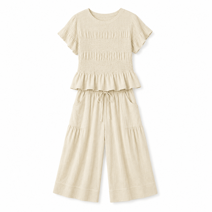 Women’s Peplum Top & Wide Leg Trousers Co-Ord Set