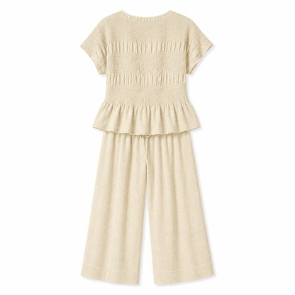 Women’s Peplum Top & Wide Leg Trousers Co-Ord Set