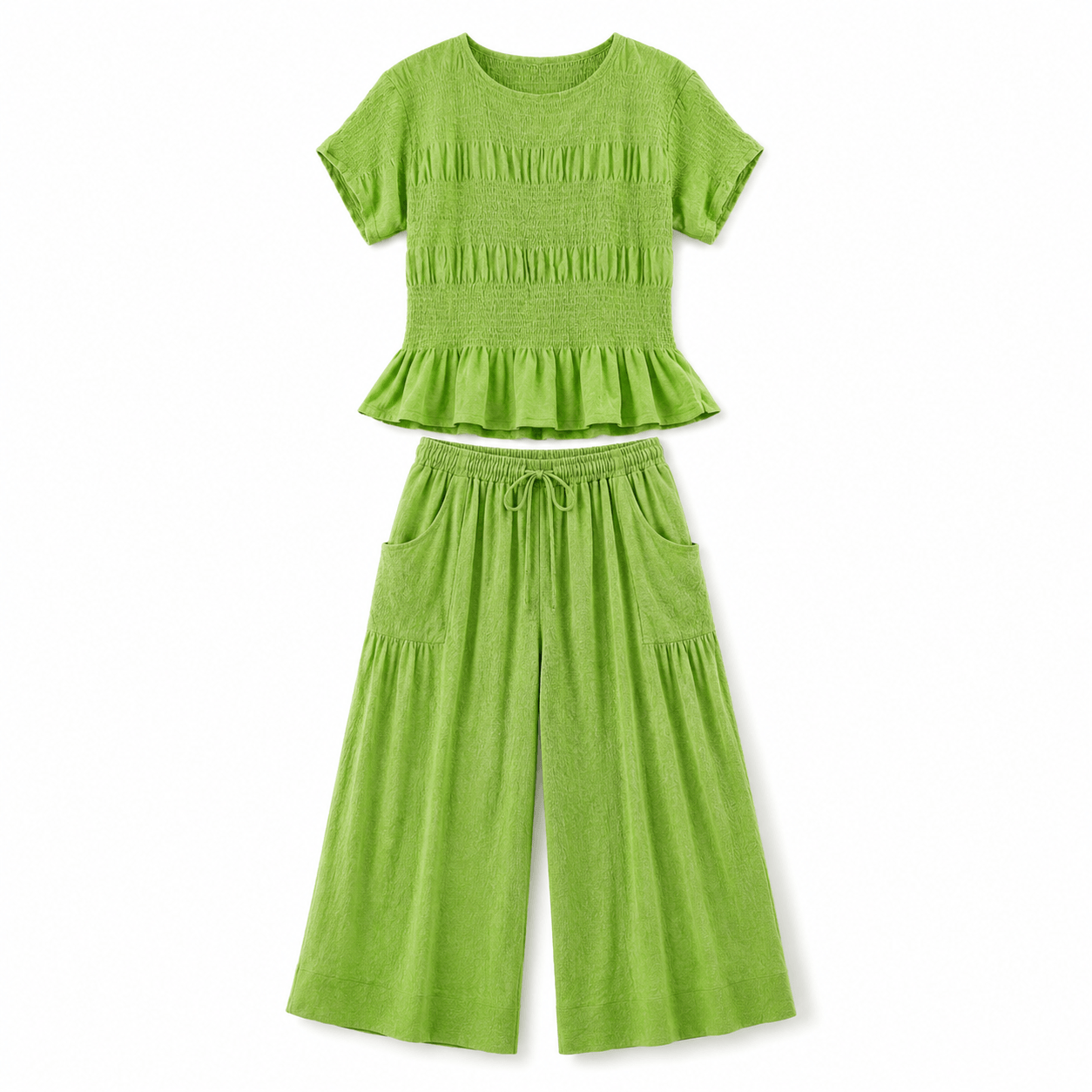 Women’s Peplum Top & Wide Leg Trousers Co-Ord Set