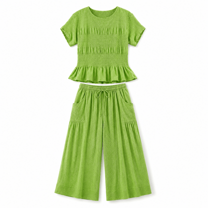 Women’s Peplum Top & Wide Leg Trousers Co-Ord Set
