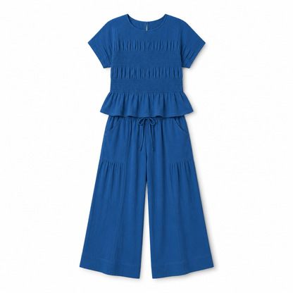 Women’s Peplum Top & Wide Leg Trousers Co-Ord Set