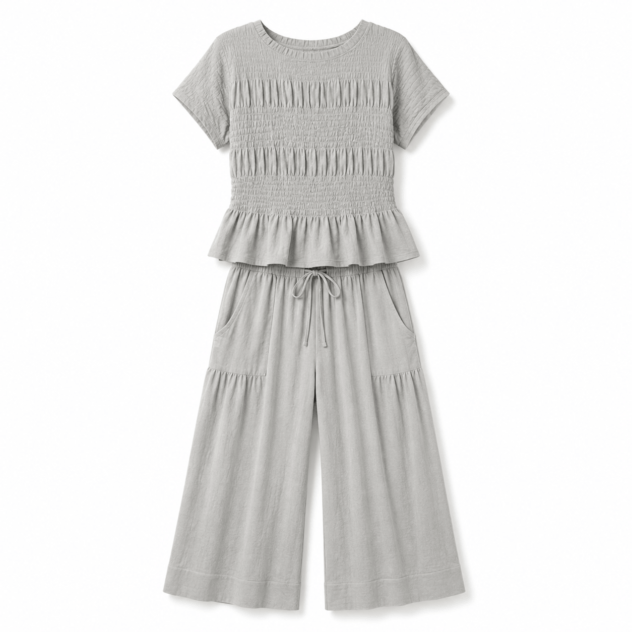 Women’s Peplum Top & Wide Leg Trousers Co-Ord Set
