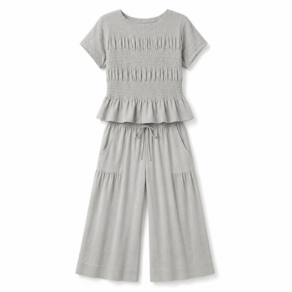Women’s Peplum Top & Wide Leg Trousers Co-Ord Set