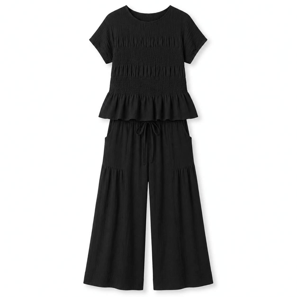 Women’s Peplum Top & Wide Leg Trousers Co-Ord Set