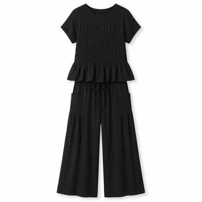 Women’s Peplum Top & Wide Leg Trousers Co-Ord Set