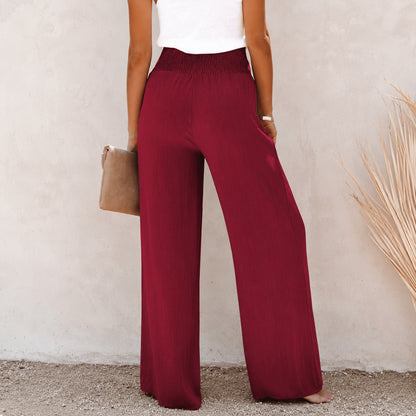 Women’s High Waist Button Detail Wide Leg Trousers