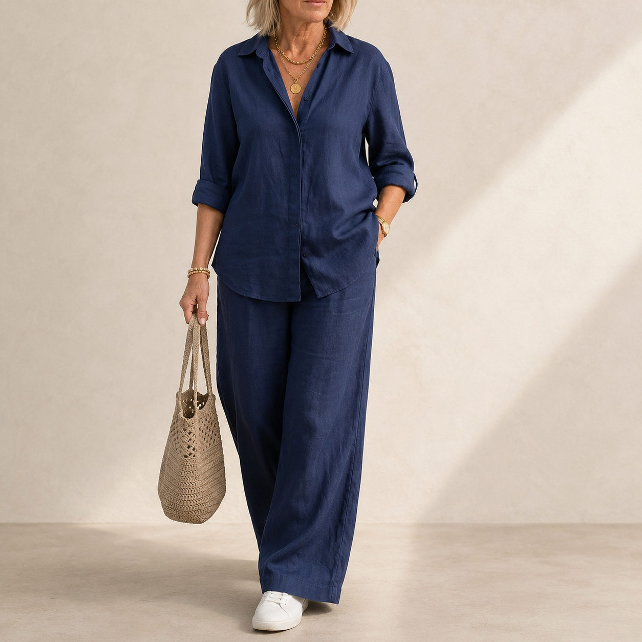 Women’s Button-Down Shirt & Wide Leg Trousers Co-Ord Set