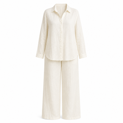 Women’s Button-Down Shirt & Wide Leg Trousers Co-Ord Set