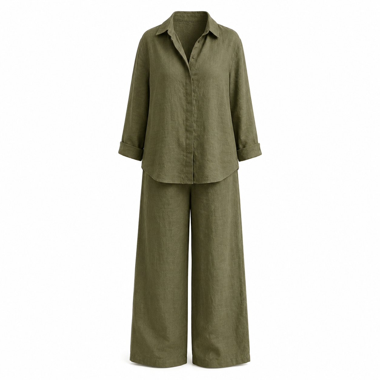 Women’s Button-Down Shirt & Wide Leg Trousers Co-Ord Set