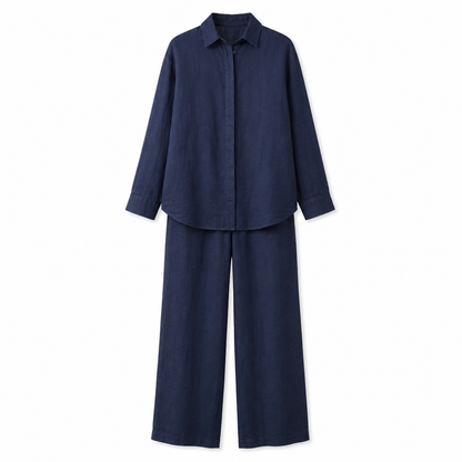 Women’s Button-Down Shirt & Wide Leg Trousers Co-Ord Set