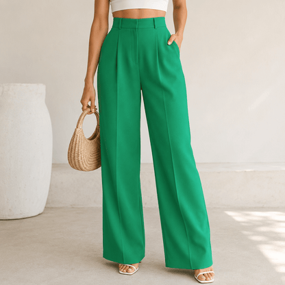 Women’s High Waisted Pleated Wide Leg Trousers