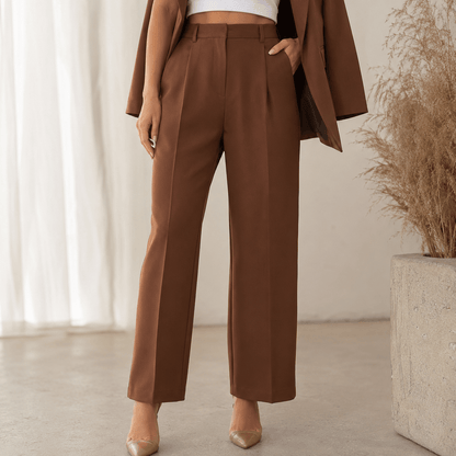 Women’s High Waisted Pleated Wide Leg Trousers