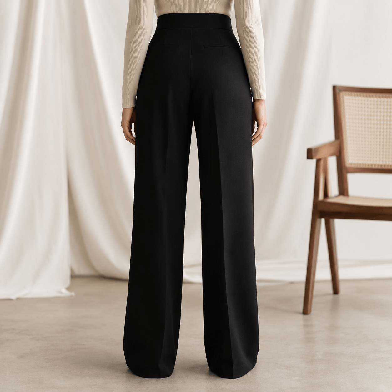 Women’s High Waisted Pleated Wide Leg Trousers