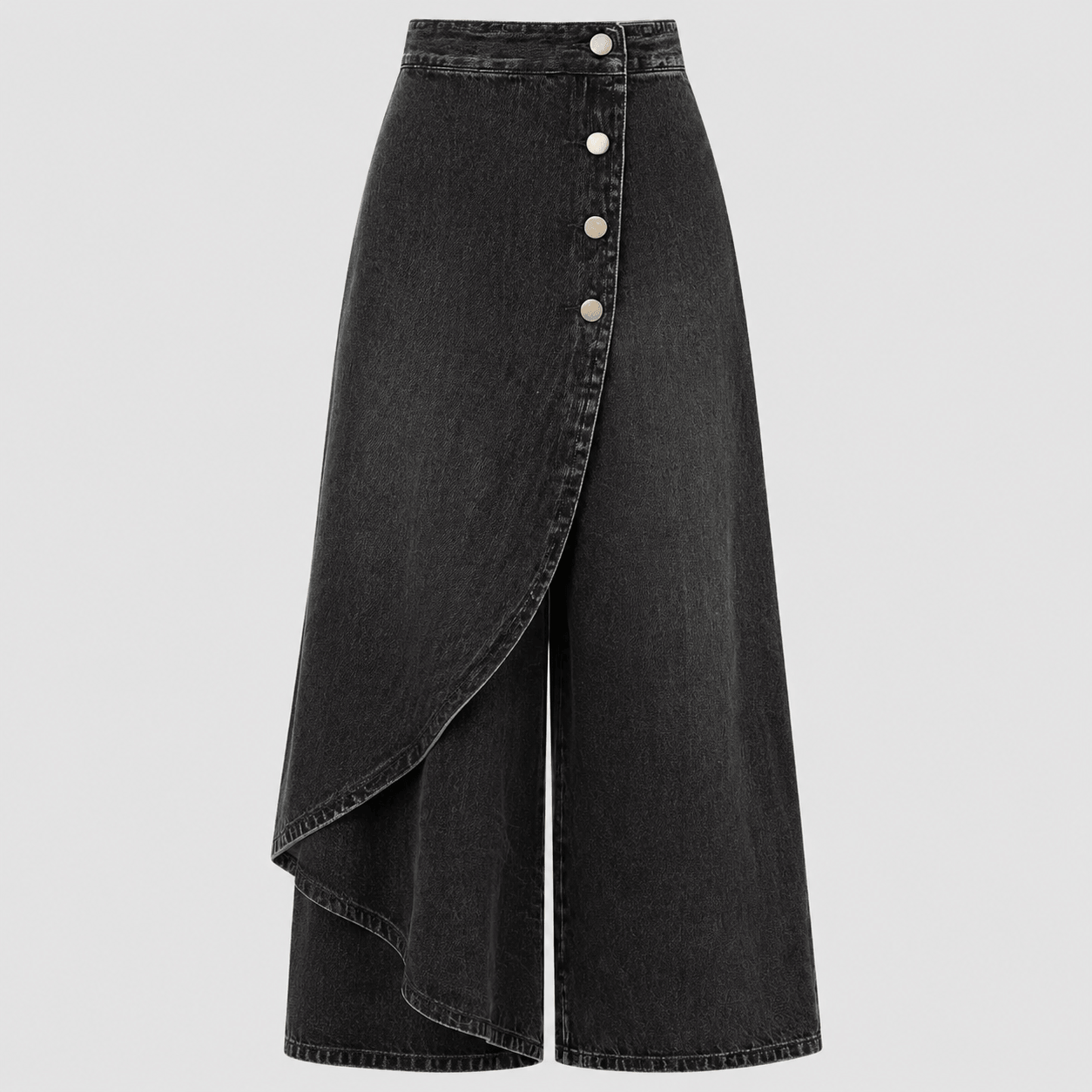 Women’s High Waisted Denim Wrap Wide Leg Trousers
