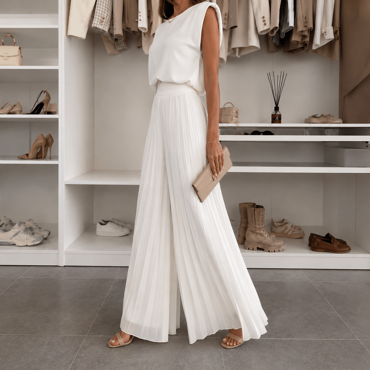 Women’s Sleeveless Top & Wide Leg Trousers Co-Ord Set