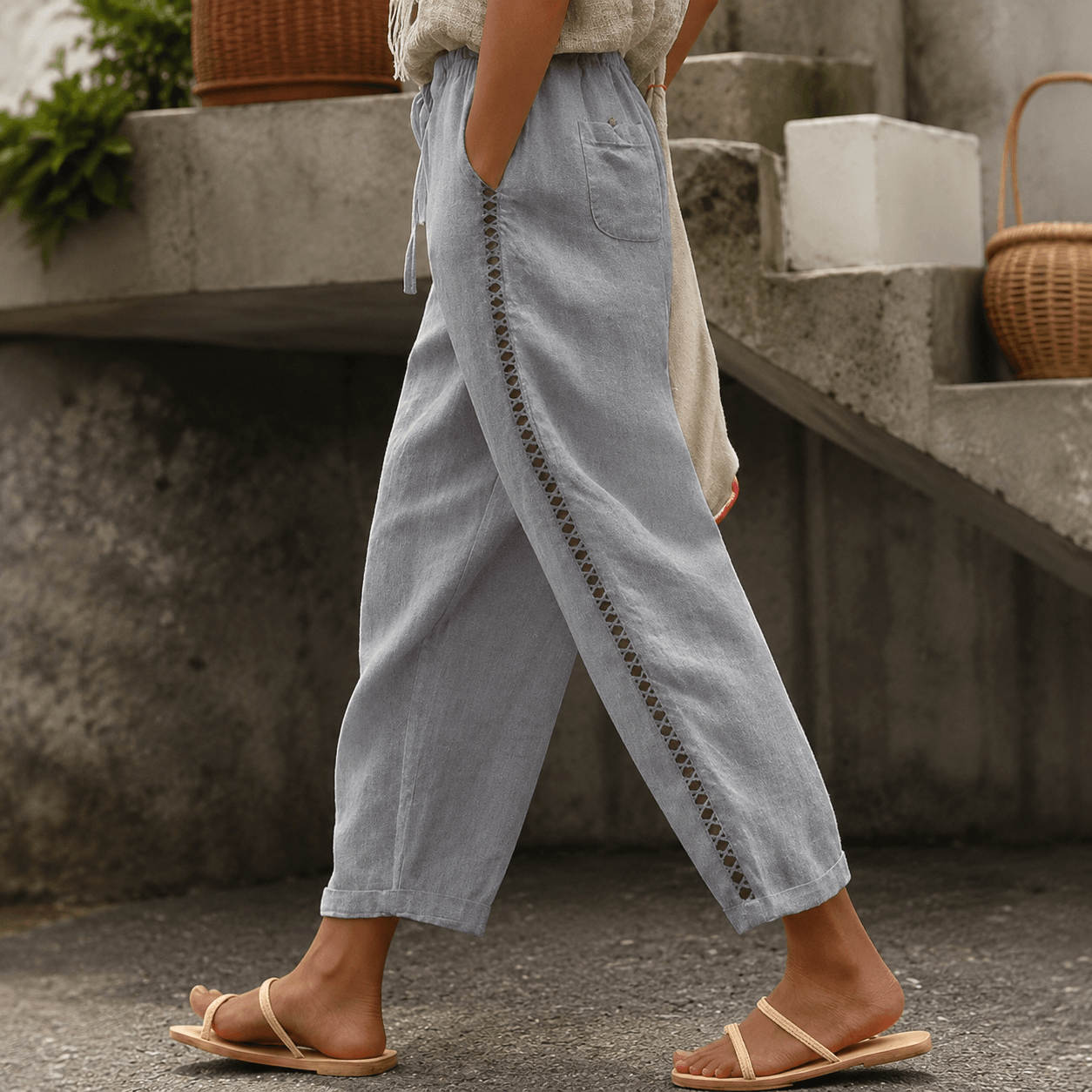 Women’s High Waist Tapered Side Stripe Trousers