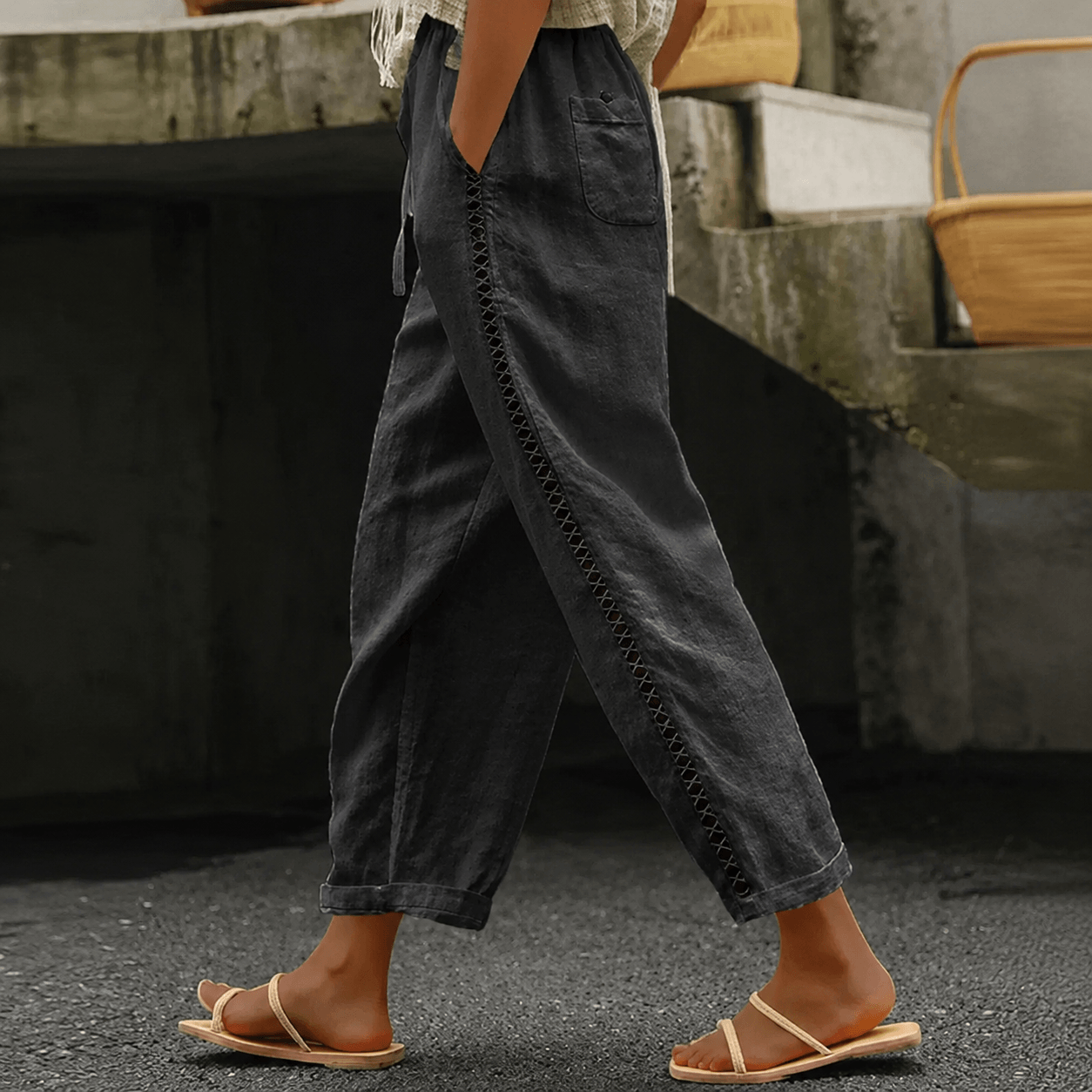 Women’s High Waist Tapered Side Stripe Trousers