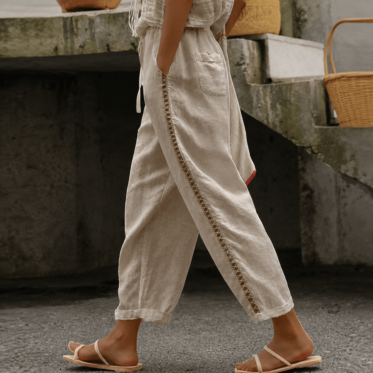Women’s High Waist Tapered Side Stripe Trousers