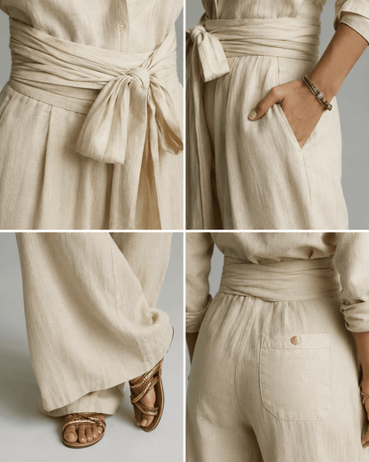 Women’s Two Piece Shirt & Wide Leg Trousers Set