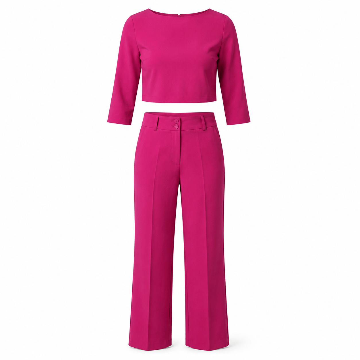Women’s Boat Neck Crop Top & Wide Leg Trousers Co-Ord Set