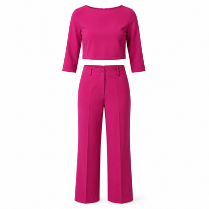 Women’s Boat Neck Crop Top & Wide Leg Trousers Co-Ord Set