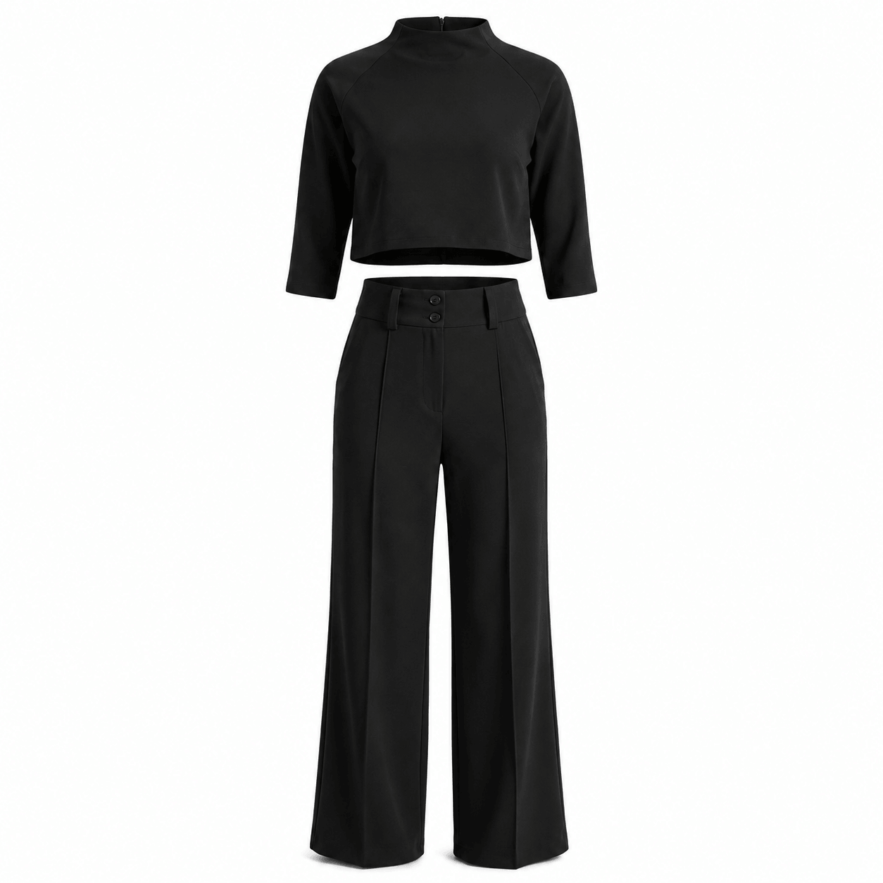 Women’s Boat Neck Crop Top & Wide Leg Trousers Co-Ord Set