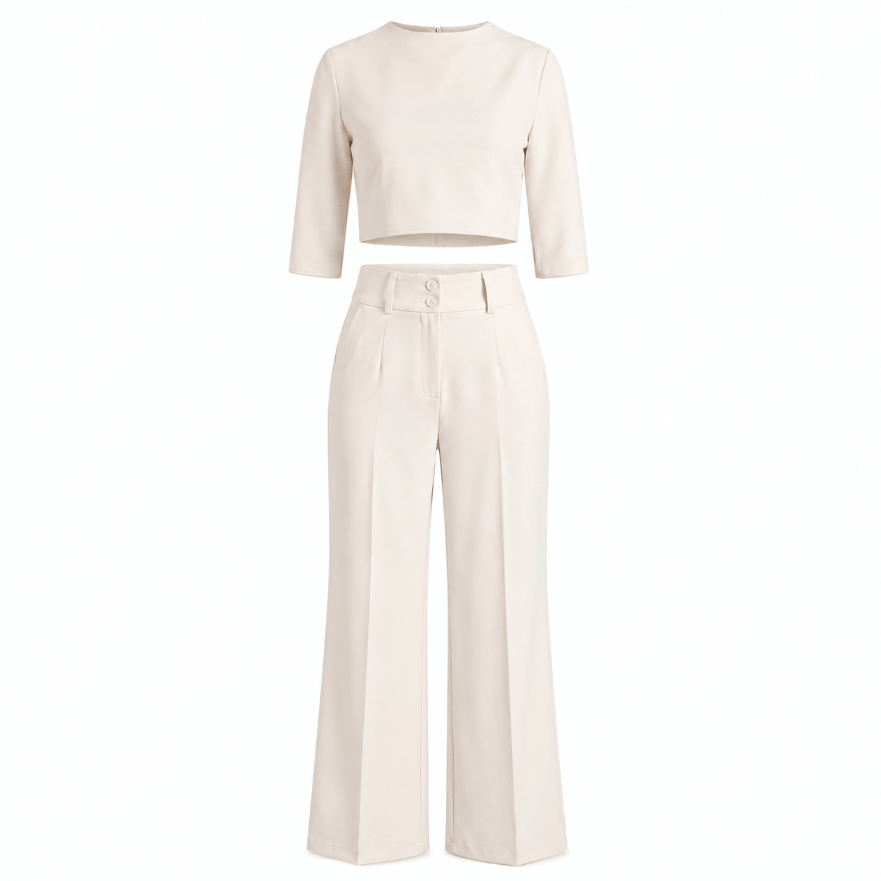 Women’s Boat Neck Crop Top & Wide Leg Trousers Co-Ord Set