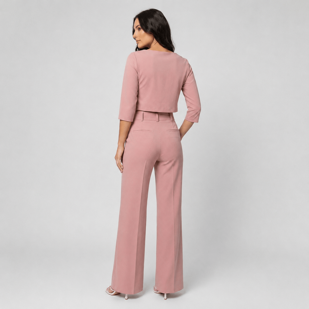 Women’s Boat Neck Crop Top & Wide Leg Trousers Co-Ord Set