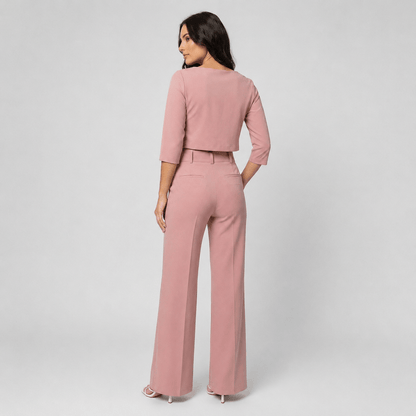 Women’s Boat Neck Crop Top & Wide Leg Trousers Co-Ord Set