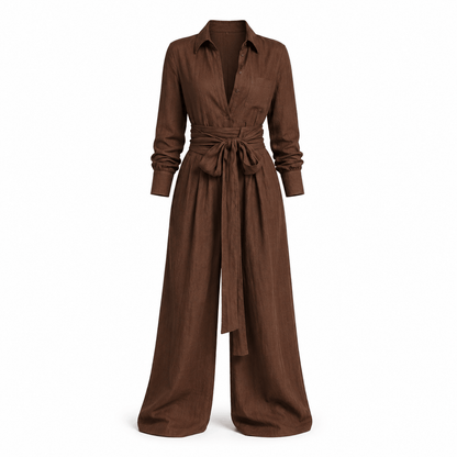 Women’s Two Piece Shirt & Wide Leg Trousers Set