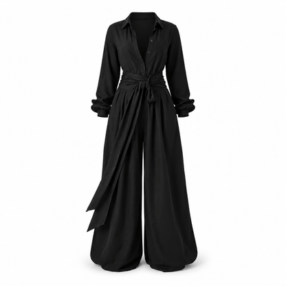 Women’s Two Piece Shirt & Wide Leg Trousers Set