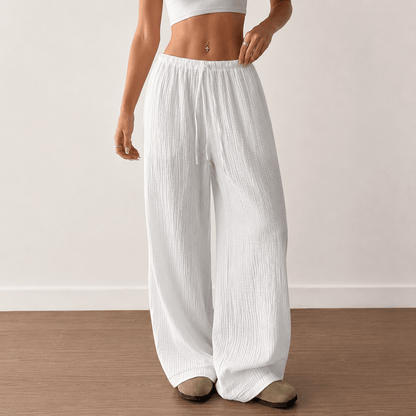 Women’s Drawstring Elastic Waist Wide Leg Trousers
